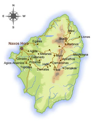 Naxos island map